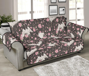 Crane Bird And Flower Pattern Print Sofa Protector