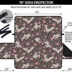 Crane Bird And Flower Pattern Print Sofa Protector