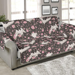 Crane Bird And Flower Pattern Print Sofa Protector