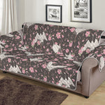 Crane Bird And Flower Pattern Print Sofa Protector