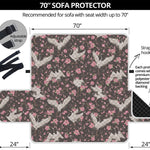 Crane Bird And Flower Pattern Print Sofa Protector