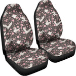 Crane Bird And Flower Pattern Print Universal Fit Car Seat Covers