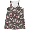 Crane Bird And Flower Pattern Print Women's Racerback Tank Top