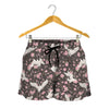 Crane Bird And Flower Pattern Print Women's Shorts