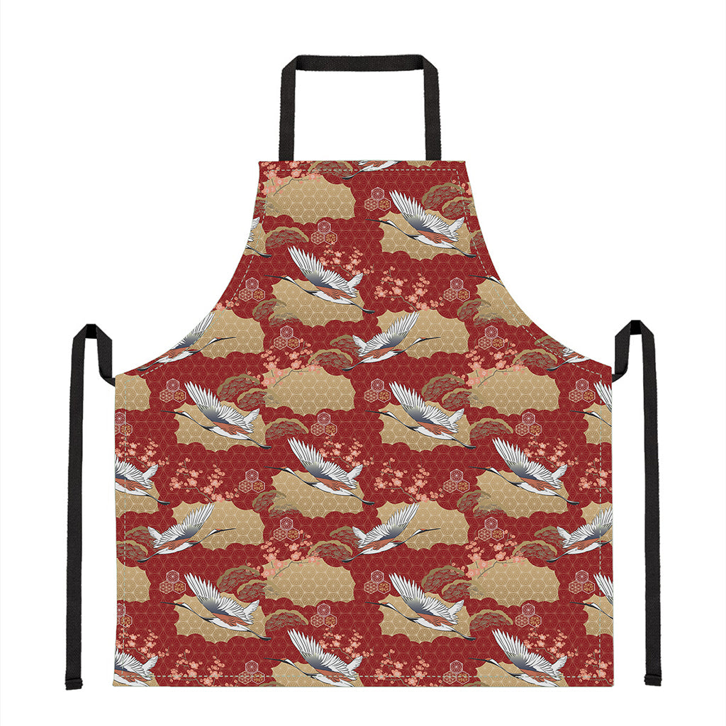 Crane Bird Kimono Pattern Print Apron