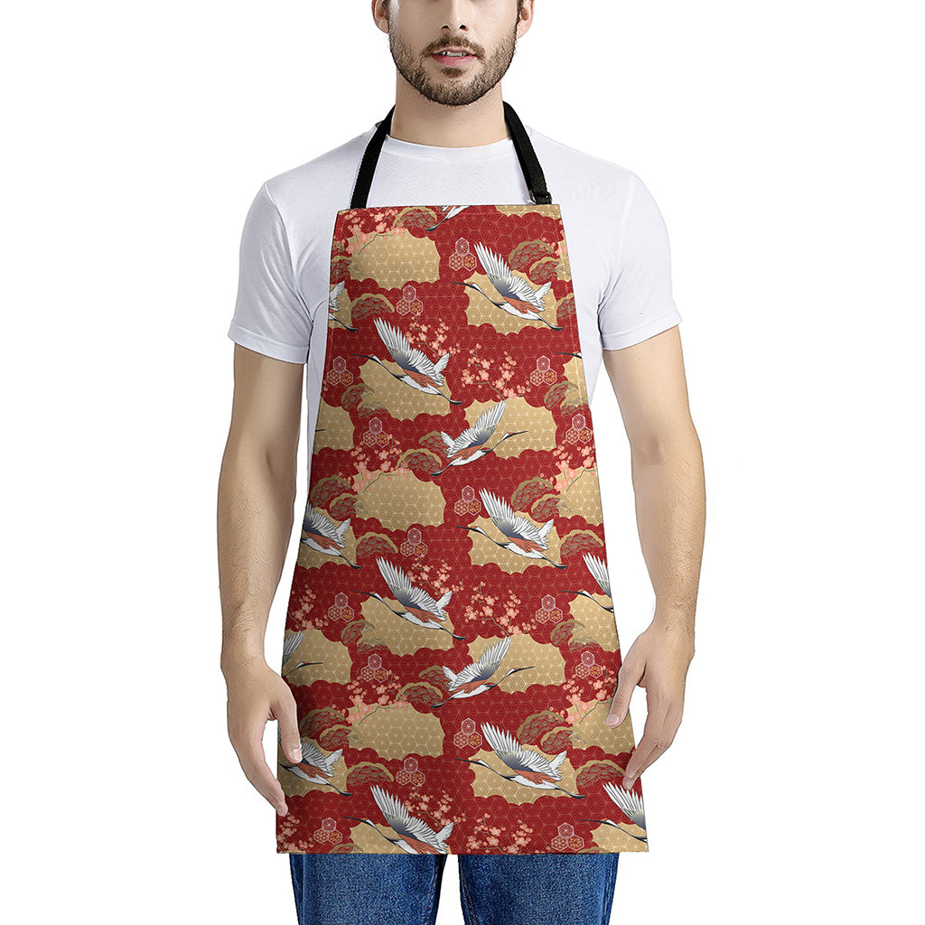 Crane Bird Kimono Pattern Print Apron