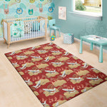Crane Bird Kimono Pattern Print Area Rug
