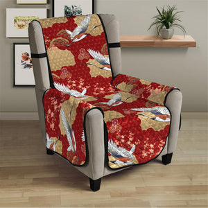 Crane Bird Kimono Pattern Print Armchair Protector