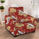 Crane Bird Kimono Pattern Print Armchair Slipcover