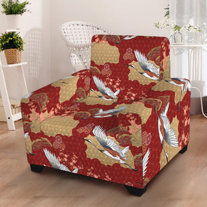 Crane Bird Kimono Pattern Print Armchair Slipcover