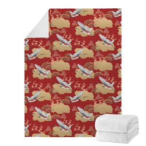 Crane Bird Kimono Pattern Print Blanket