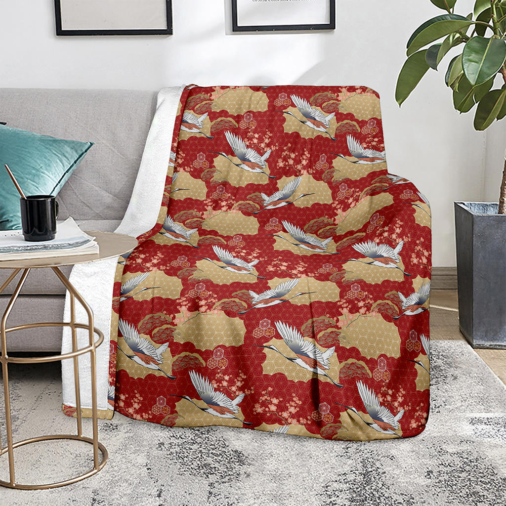 Crane Bird Kimono Pattern Print Blanket