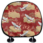 Crane Bird Kimono Pattern Print Car Headrest Covers