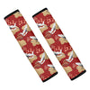 Crane Bird Kimono Pattern Print Car Seat Belt Covers