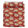 Crane Bird Kimono Pattern Print Duvet Cover Bedding Set