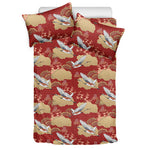 Crane Bird Kimono Pattern Print Duvet Cover Bedding Set