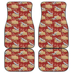 Crane Bird Kimono Pattern Print Front and Back Car Floor Mats