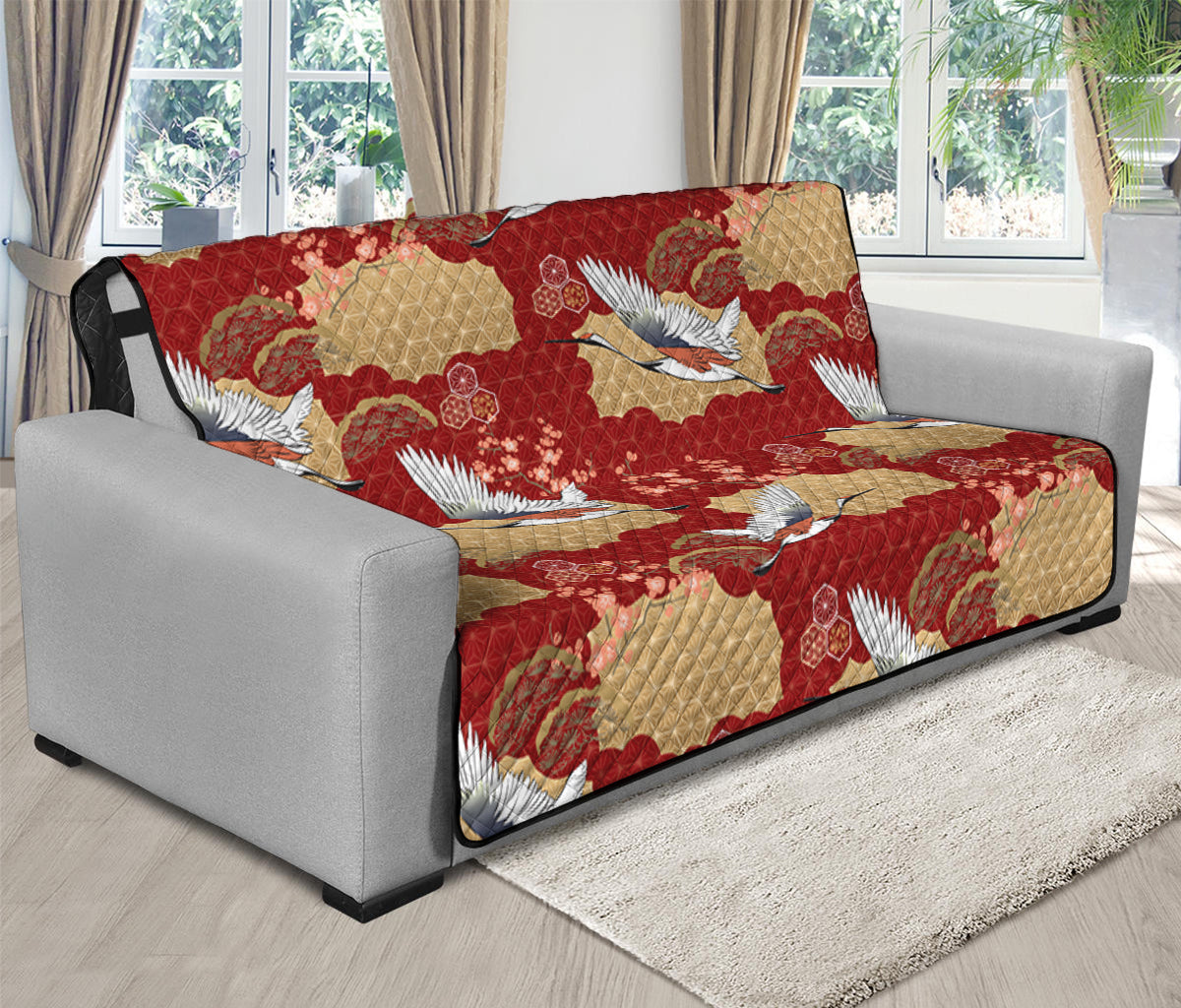 Crane Bird Kimono Pattern Print Futon Protector