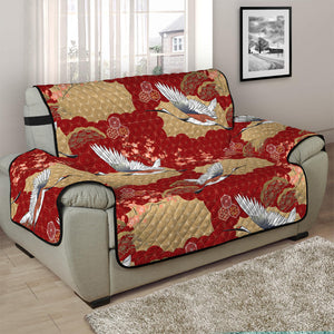 Crane Bird Kimono Pattern Print Half Sofa Protector