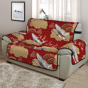 Crane Bird Kimono Pattern Print Half Sofa Protector