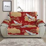 Crane Bird Kimono Pattern Print Half Sofa Protector