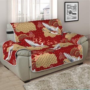 Crane Bird Kimono Pattern Print Half Sofa Protector