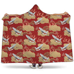 Crane Bird Kimono Pattern Print Hooded Blanket