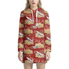 Crane Bird Kimono Pattern Print Hoodie Dress