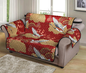 Crane Bird Kimono Pattern Print Loveseat Protector