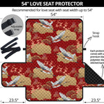 Crane Bird Kimono Pattern Print Loveseat Protector