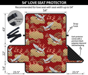 Crane Bird Kimono Pattern Print Loveseat Protector