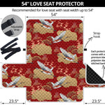 Crane Bird Kimono Pattern Print Loveseat Protector