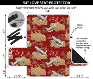 Crane Bird Kimono Pattern Print Loveseat Protector