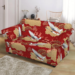 Crane Bird Kimono Pattern Print Loveseat Slipcover