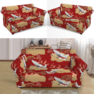 Crane Bird Kimono Pattern Print Loveseat Slipcover