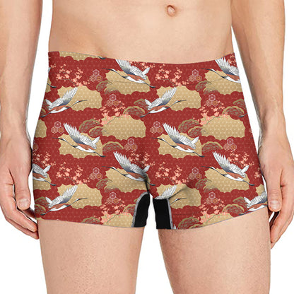 Crane Bird Kimono Pattern Print Men's Boxer Briefs