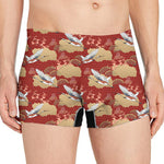 Crane Bird Kimono Pattern Print Men's Boxer Briefs