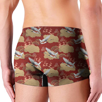 Crane Bird Kimono Pattern Print Men's Boxer Briefs