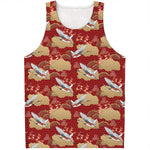 Crane Bird Kimono Pattern Print Men's Tank Top