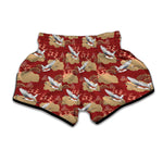 Crane Bird Kimono Pattern Print Muay Thai Boxing Shorts