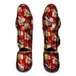 Crane Bird Kimono Pattern Print Muay Thai Shin Guard