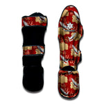 Crane Bird Kimono Pattern Print Muay Thai Shin Guard
