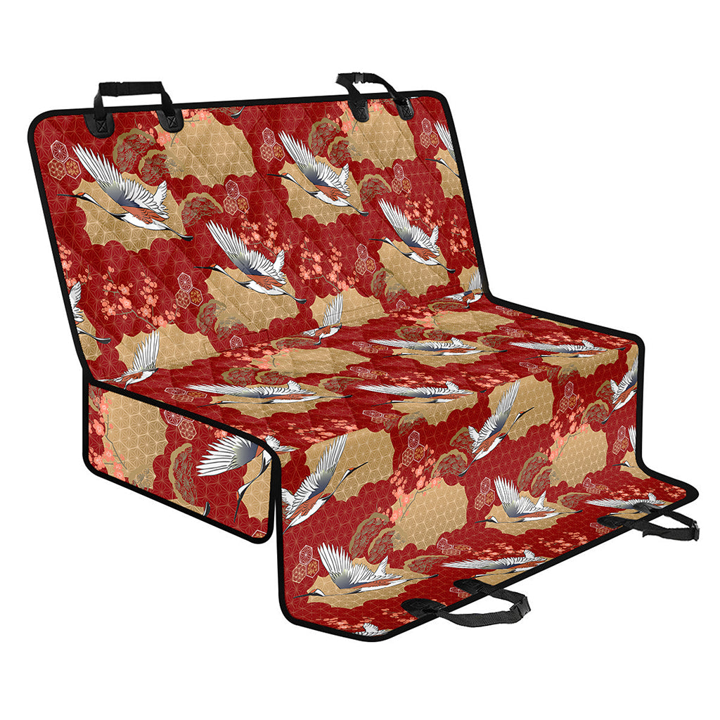 Crane Bird Kimono Pattern Print Pet Car Back Seat Cover