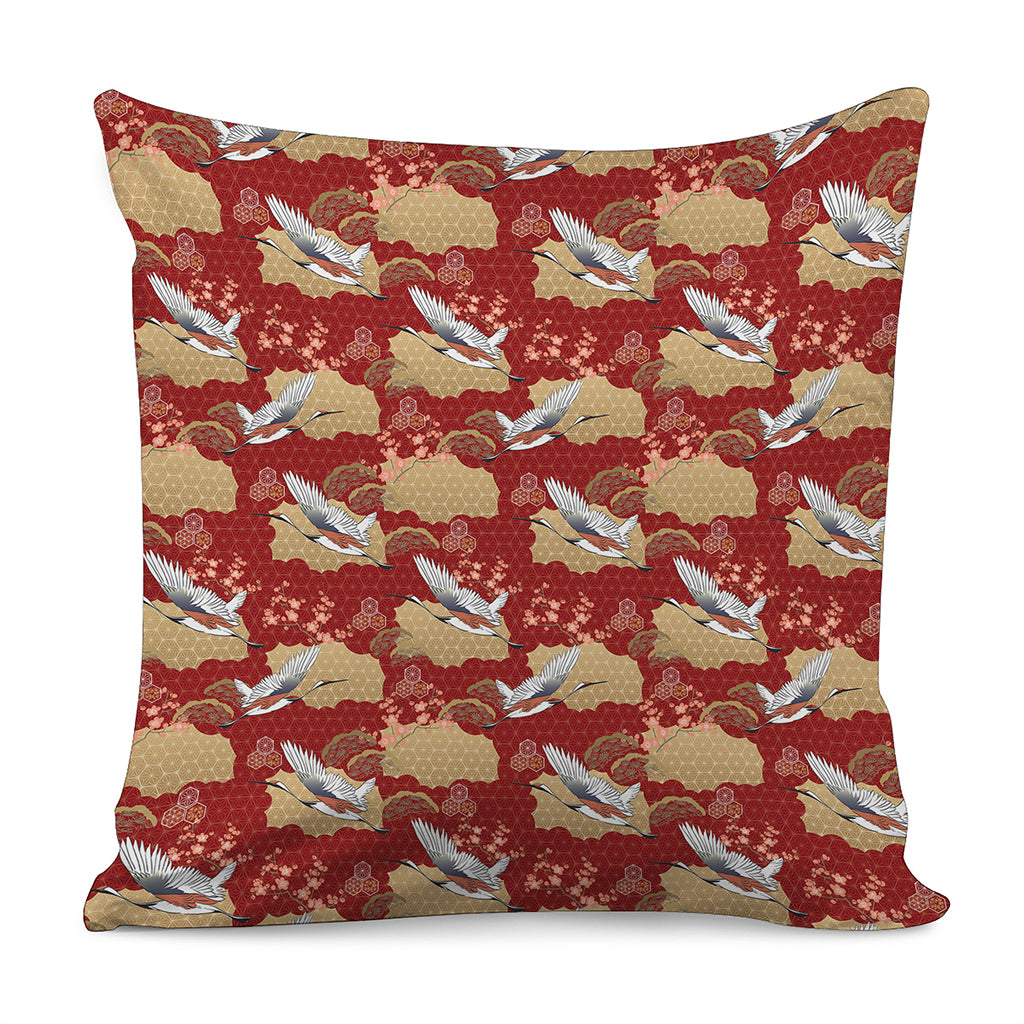 Crane Bird Kimono Pattern Print Pillow Cover