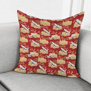 Crane Bird Kimono Pattern Print Pillow Cover