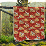 Crane Bird Kimono Pattern Print Quilt