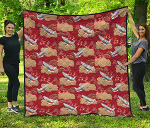 Crane Bird Kimono Pattern Print Quilt