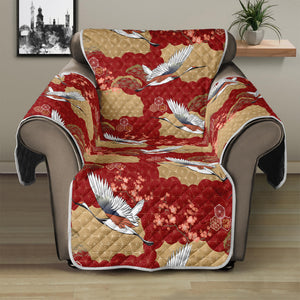 Crane Bird Kimono Pattern Print Recliner Protector