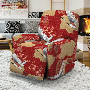 Crane Bird Kimono Pattern Print Recliner Slipcover