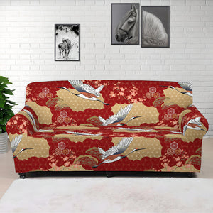 Crane Bird Kimono Pattern Print Sofa Cover